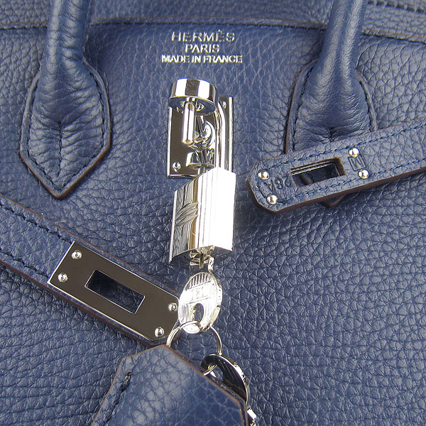 Super A Replica Hermes Togo Leather Birkin 25CM Handbag Dark Blue 6068